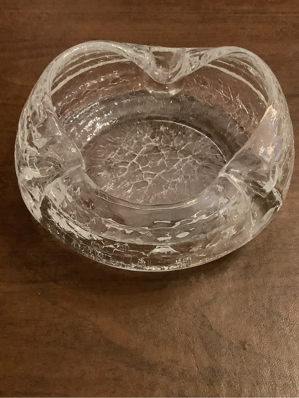 Vintage Viking MCM Crackle Glass Ashtray